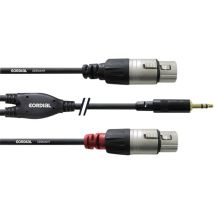 Câble Adaptateur Audio [1x Jack Mâle 3.5 Mm - 2x Xlr Femelle] Cordial Cfy1.8wff Noir 1.80 M