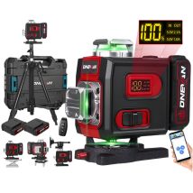 Livella Laser Verde Autolivellante, Treppiede Regolabile Da 100 Cm, Portata Di Lavoro 25 M, Rotazione A 360° In 4 Direzioni, Con Display Lcd, Per 