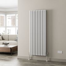 Duratherm - White Oval Column Designer Radiator Vertical Horizontal 1600 X 600mm Double Panel