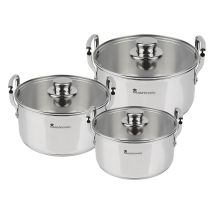 Batería de cocina 6 piezas acero inoxidable – Cacerolas con tapa de vidrio – Fondo turbo inducción – Alta calidad
