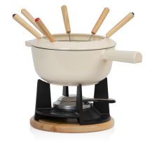 13-teiliges Gusseisen Fondue Set Für 6 Personen, 2 L, Emailliert, Mit Brenner Und Gabeln - Mahlzeit