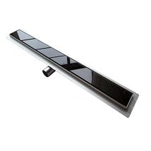 Idralite - Canaleta De Desagüe Ducha A Ras De Suelo De Acero Inox Vidrio Negro Mod. Glass 50 Cm