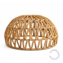 Emitto Rustic Ceiling Pendant Light Shade Hemp Rope Lamp Shade Boho Yellow 23cm