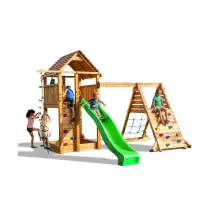 Thegoodgarden - Parco Giochi In Legno Scivolo Sabbiera Corda Arrampicata 560x445x305 Cm