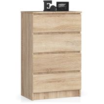 Cómoda Akord K60 Roble Sonoma 60 Cm 4 Cajones Frente En Color Roble Sonoma 60x40x99 Cm