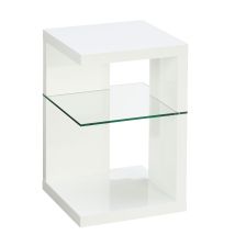 M2 Kollektion - Hometrends4you - Tavolino Domingo, Bianco Lucido, 40x40x60cm