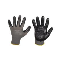 Guantes desechables T9 - 12 unidades - 100% poliamida, recubiertos de nitrilo - Seguridad de agarre - Color gris-negro