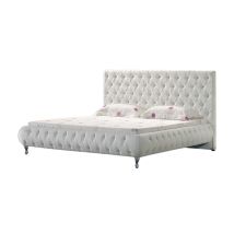 Cama Amour 140x200x42 Cm Tapizada En Piel Sintética Blanca Cabecero Acolchado Con 120 Cm Mog Casa