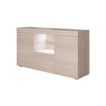 Lettiemobili - Aparador De Salon Con Led Aparador De Cocina Mueble De Salon Recibidor 135x73x34cm Modelo Sefora Sonoma Mate
