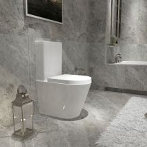 Manochoice - Aica Bathroom Rimless Close Coupled Toilet Soft Close Seat Wc White Ceramic P-t