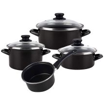 Magefesa - Kenia Batería De Cocina 7 Piezas, Inducción, Antiadherente, Libre Pfoa, Acero Vitrificado, Libre Pfoa Negro
