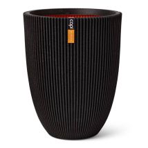 Vaso Elegante Basso - Capi Europe - Groove Nl - 34 X 46 Cm - Nero