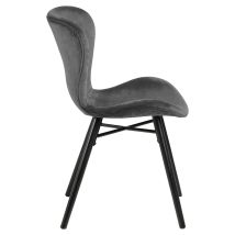 Batilda -A1 Esszimmerstuhl – Velours grau – Ergonomische Rückenlehne – Metallbeine schwarz – Komfortabel und stilvoll