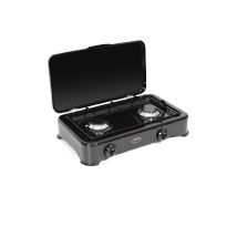 Cfparker Fornello A Gas 2 Fuochi Gpl / Metano Con Valvola Di Sicurezza Nero Lucido Mod. 5326ngps - Fonte Di Alimentazione: Metano