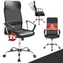 Ergonomic Mesh Office Chair High Back Breathable Padded Rocker Seat Adjustable Height 110kg Weight Capacity Home Work Swivel Black Or White Set Of 2 