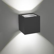 Sole Lampada Da Parete Led Ip54 Per Esterni Ed Interni In Alluminio Pressofuso Grigio Scuro 2x10w 3000k Design Moderno Compatto E Versatile
