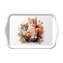 Mini plateau rectangulaire en mélamine – 20,5 × 13,5 cm – Blanc avec tons pastel – Accessoire de table – Ambiente