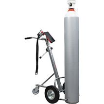 Carrello per bombole di gas con cinghia di fissaggio – Portata 150 kg – Altezza 1247 mm – Larghezza 554 mm – Diametro ruote 300 mm – Manuvit