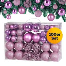 Casaria Set Di Palline Di Natale Composto Da Varie Fantasie Varie Quantità Varie Taglie Rosa