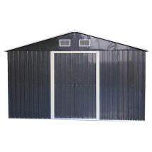 Casetta Da Giardino In Metallo Zincato 257x257 Cm – Capannone Con Doppia Porta Scorrevole Rinforzata – Tetto A Due Falde 6,60 M² – Am2626.2 Foresta