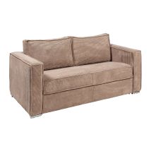 Vente-unique - Divano Letto 3 Posti A Ribalta Posto Letto 140 Cm Materasso 14 Cm In Velluto A Coste Tortora - Loreto