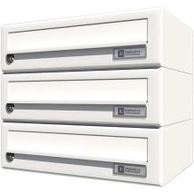Ju - Hausbrieffachanlage 3-teilig, 375 X 330 X 280 Mm, Stahl Weiß Ral 9016