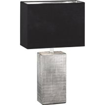 Lampe à poser Candes – céramique gris argent effet métal brossé – abat-jour chintz noir – Hauteur, Style, Puissance, Culot, Couleur de la lumière, 