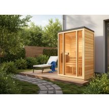 Sauna Extérieur Finntherm Kuuma S Naturel , 42 Mm Épaisseur De Paroi 138 X 111 Cm