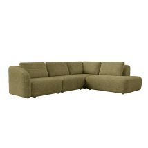 Merya - Canapé D'Angle Modulable En Tissu Vert Olive - Angle Droit