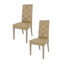 T M C S - Tommychairs 2 Chantal Chairs In Beech, Seat In Cappuccino Faux Leather