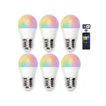 Kit De 6 Ampoules Intelligentes G45 Wifi E27 5w Rgb+cct, Contrôle Vocal Et App
