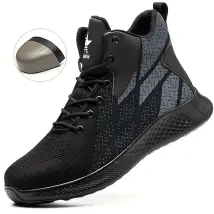 Sicherheits-arbeitsschuhe Mit Stahlkappe Für Männer Und Frauen – High-top-industrie-sneaker, Leicht, Atmungsaktiv, Pannensicher, Black-45