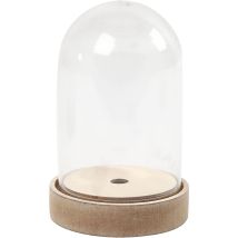 52161 Campana Di Vetro Su Supporto In Legno 12.5 X 8 Cm
