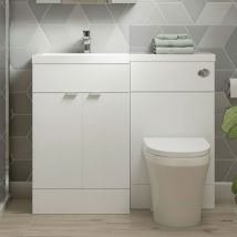 Hudson Reed Fusion Lh Combination Unit With 500mm Wc Unit - 1000mm Wide - Gloss White