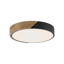 Plafonnier Rond Noir Bois Ø32 Led 24w Bila Just Light
