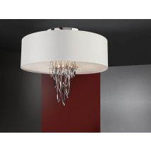 Plafón 4 luces metal cromado – E14 LED – Dimmer – Difusor metacrilato – Ideal para decoración y luz