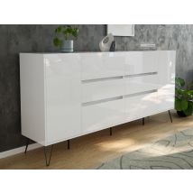 Design Sideboard Kommode Yako 200cm Greifraum 6 Softclose 2 Türen Weiß Hochglanz