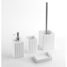 Tft Home Furniture - Set 4 Accessori Da Bagno In Resina Tft Naama Bianco E Bambù