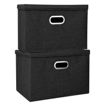 Youyijia 2 Pack Storage Boxes With Lids 45x30x30cm Large Collapsible Storage Cube For Shelves Foldable Linen Fabric Storage Boxes For Homes & Offices(
