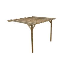 Arbor Garden Solutions - Lean To Wooden Garden Pergola Kit - Orchid Design Wall Mounted Gazebo, 3m X 3m (natural Finish)