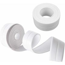 Cruel - Sealing Strip, Self Adhesive Tape, Waterproof Mildew Cockroach Prevention, For Bathtub/bathroom/corner Etc, 38mm 3.2m - White(2pack)