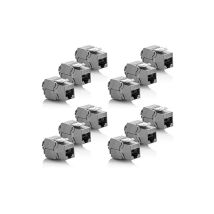 12x Keystone Module Cat 6a Jack - Connettore Rj45 Stp Schermato Installazione A Scatto Montaggio Cavo Grezzo Cat 500mhz 10gbit/s