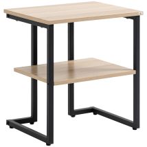 Table D'Appoint Avec Étagère, Idéale Pour Le Salon, La Chambre Ou Le Bureau, Style Moderne, 45 X 35 X 48 Cm, Couleur Naturelle