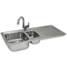 Premium Edelstahl Einbauspüle Küchenspüle Spültisch Mit Resteschale + Gratis Confetti Wasserhahn