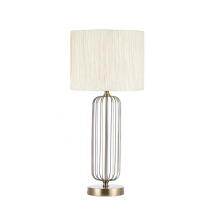 Mansonia Tischlampe 1xe27 Leder M/hosen Beige 66x30x30 Cm