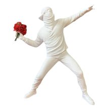 Orion91 Estatua Resina Banksy Lanzador Flores Blanco 21 X 18 X 5 Cm - Spazioluzio