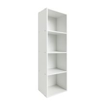 Briefness - 4 Cube Small Bookshelf Storage Organizer Shelf Wooden Corner Bookcase, Modern Thin Cubes Storage Organizer Display Shelving For Bedroom, 