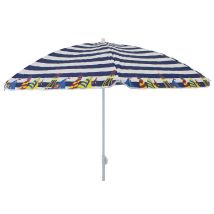 Ombrellone Da Spiaggia Con Telo In Tnt Bianco E Blu 150 Cm