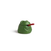 Ototo Cave À Sel En Céramique Avec Couvercle Et Cuillère - 170 G - Motif Grenouille - Pour Plan De Travail - Porte-sel En Cérami