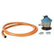 Kit de instalación de butano – Longitud del tubo: 1,5 metros – Incluye regulador de gas – 2 abrazaderas